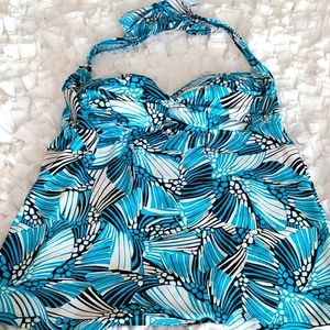Bisou Bisou Tropical Halter Tankini Top - Size L